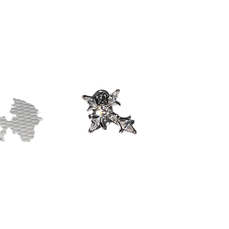 Wholesale Halloween  Super Flash Full Diamond Cross Ear Bone Nail  Titanium Steel Earrings