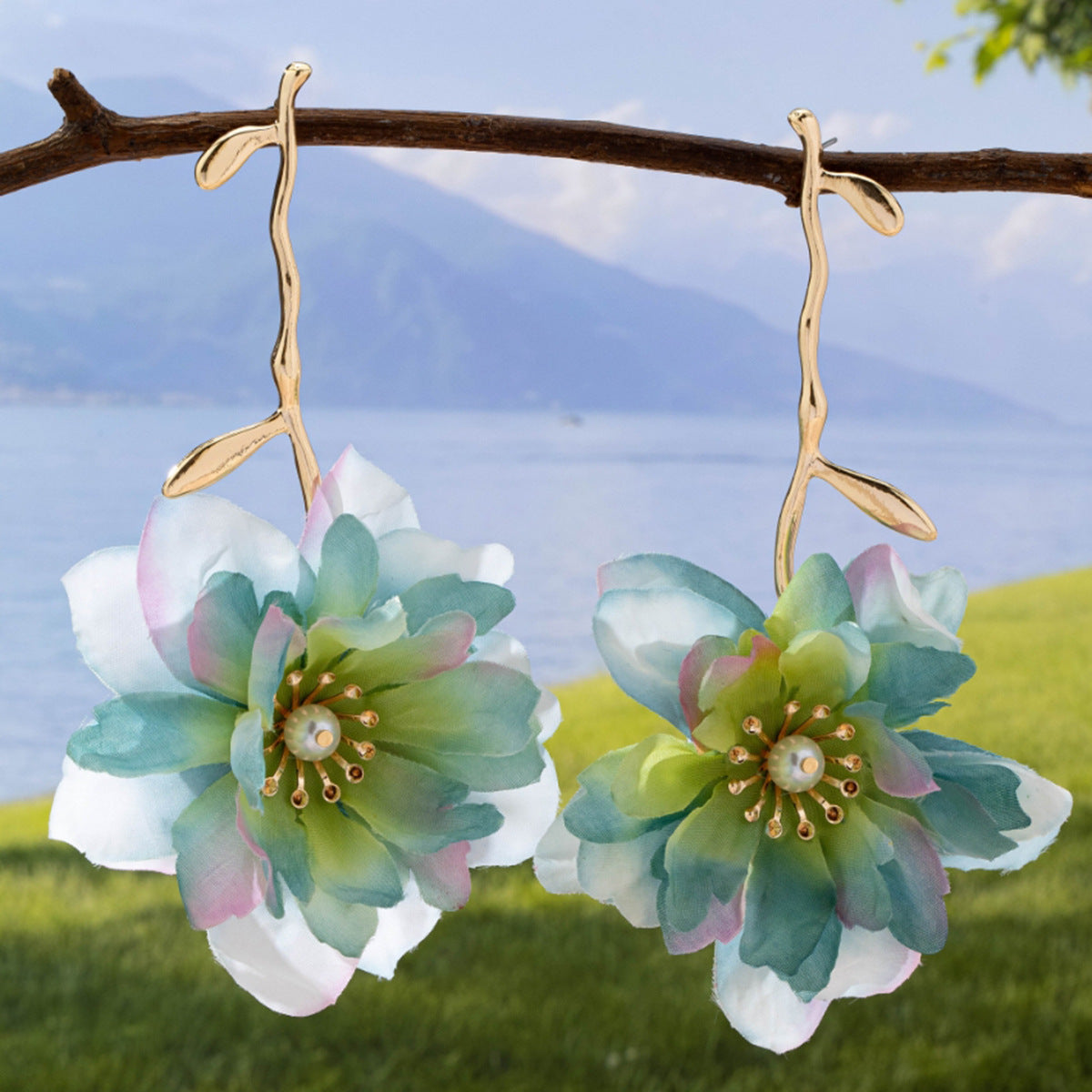 Wholesale Electroplated Iron Alloy Flower Earrings For Women Trendy Multicolor Party Jewelry Accessory