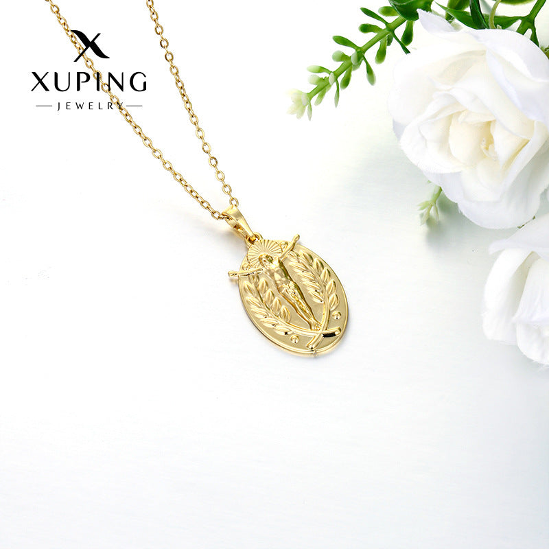 Wholesale Geometric Statue Pendant Necklace Gold-Tone Copper Alloy Fashion Accessory for Party Gift