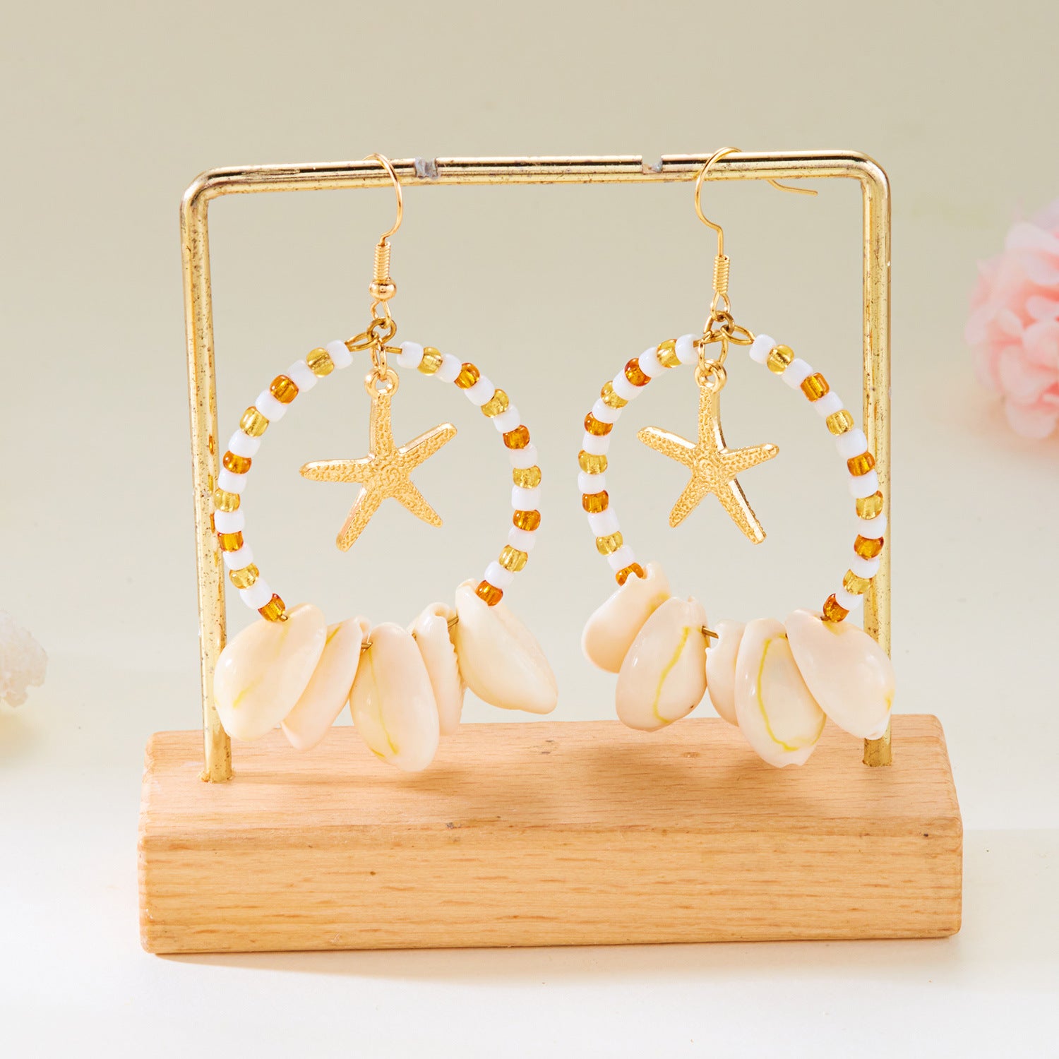 Wholesale Retro Popular Bohemian Starfish Shell Hoop Earrings