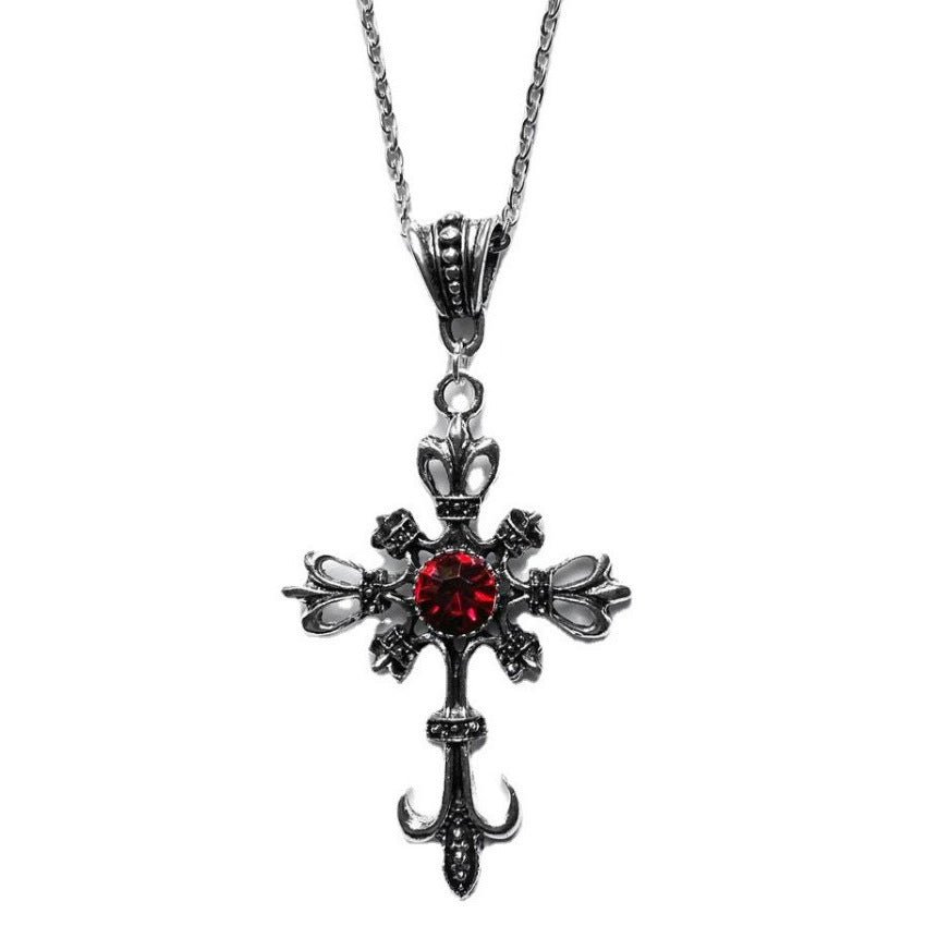 Wholesale Gothic Baroque Silver Tone Cross Pendant Necklace Trendy Jewelry Accessory For Gift Party And Boutique Resale