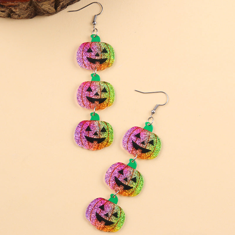 Wholesale  Contrasting Color Long Pumpkin Acrylic Earrings