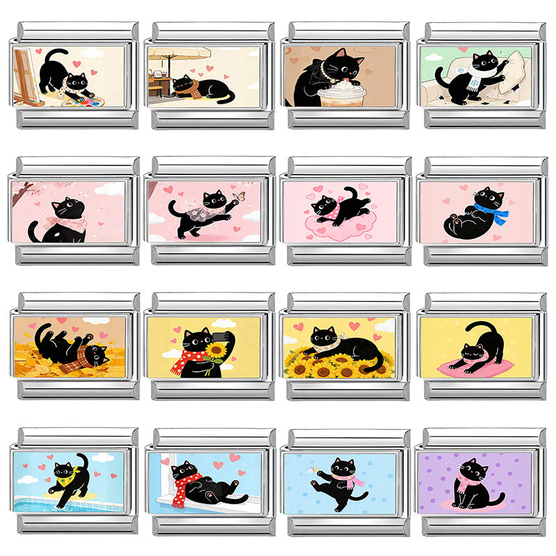 Wholesale Cat Theme DIY Modular Bracelet Stainless Steel Fashion Jewelry Accessory Gift