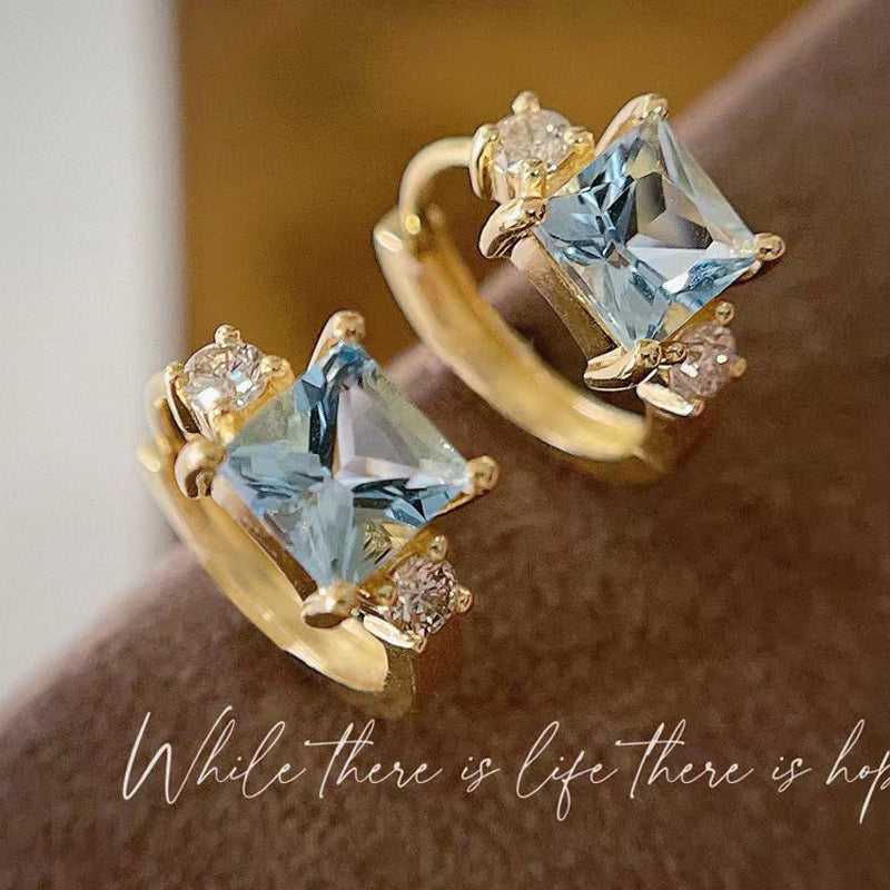 Wholesale Natural London Blue Topaz Plated 18K Gold Earrings