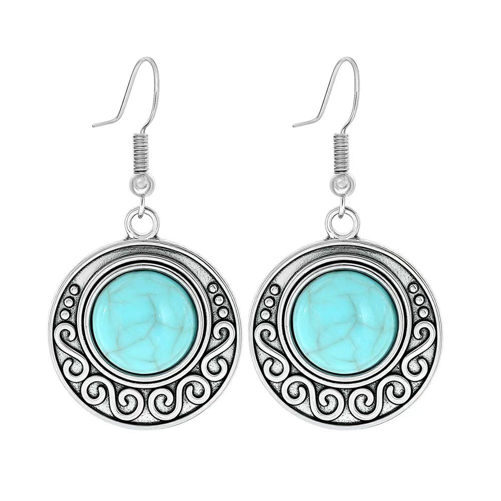 Wholesale Ethnic Style Geometric Acrylic Turquoise Earrings for Women Fashion Jewelry