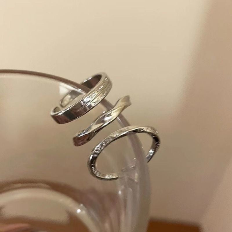 Wholesale Silver Color Ring Three-piece Set Simple Elegant All-match Finger Ring