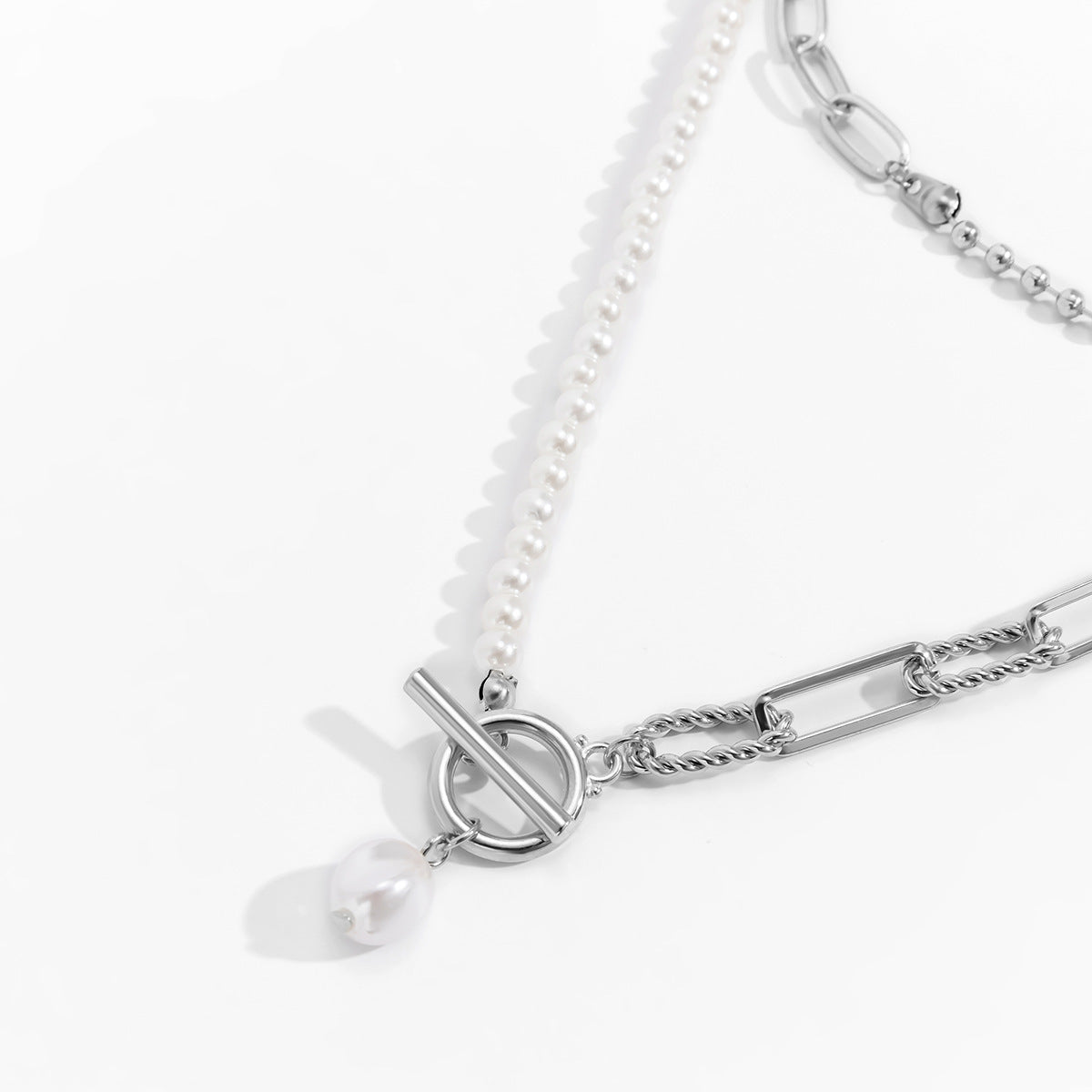 Wholesale Vintage Style Geometric Layered Pearl Necklace,  Fashion Jewelry Accessory for Women Gift