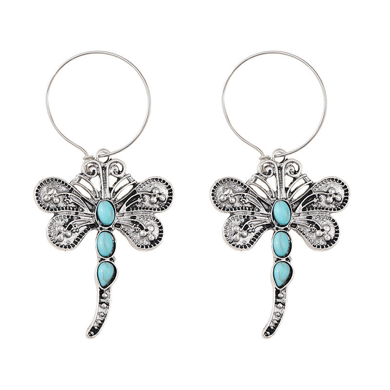 Wholesale Retro Turquoise Dragonfly Pendant Necklace Fashion Jewelry Accessory