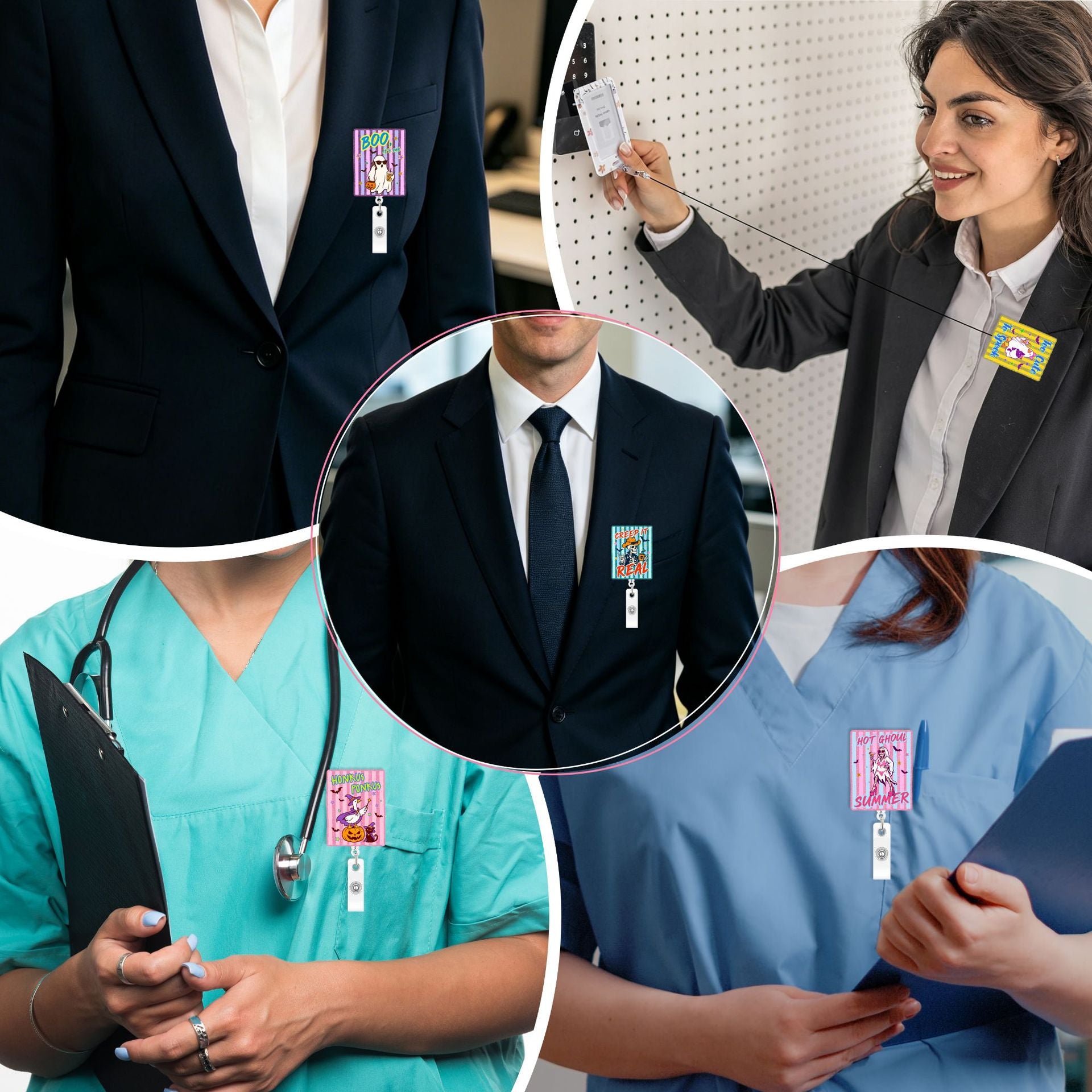 Wholesale Plastic Retractable Badge Clip Pink Goose Design Stylish Office ID Card Holder And Everyday Work Accessory