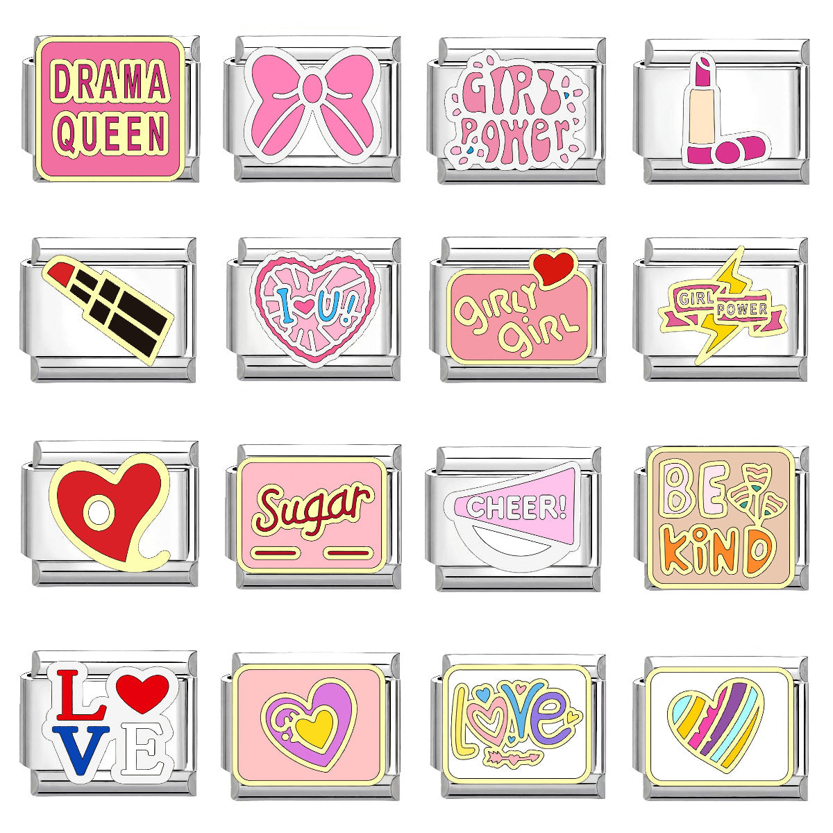 Wholesale Italian Charm Bracelet 9mm DIY Pink Element  Creative Stainless Steel Composable Bracelet