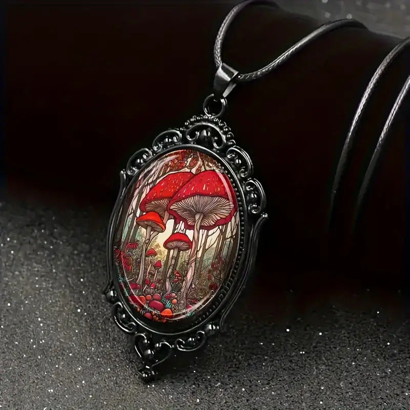 Wholesale Creative Red Mushroom Pendant Necklace Alloy Fashion Gift
