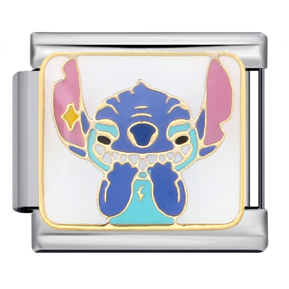 Wholesale 5pcs Italian Charm Bracelet 9mm DIY Splicing Cartoon Animal Stainless Steel Composable Bracelet