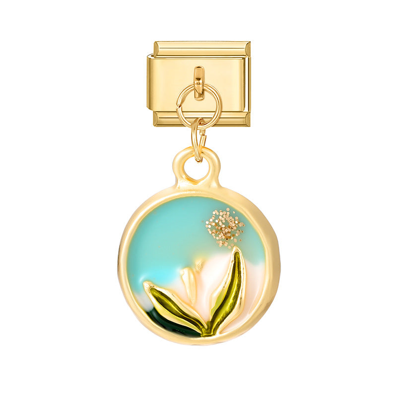 Wholesale Italian Charm Bracelet 9mm DIY Splicing Creative Pattern Pendant Stainless Steel Composable Bracelet