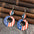 Wholesale American Independence Day Hollow Ring Stitching Printing American Flag Wooden Earrings