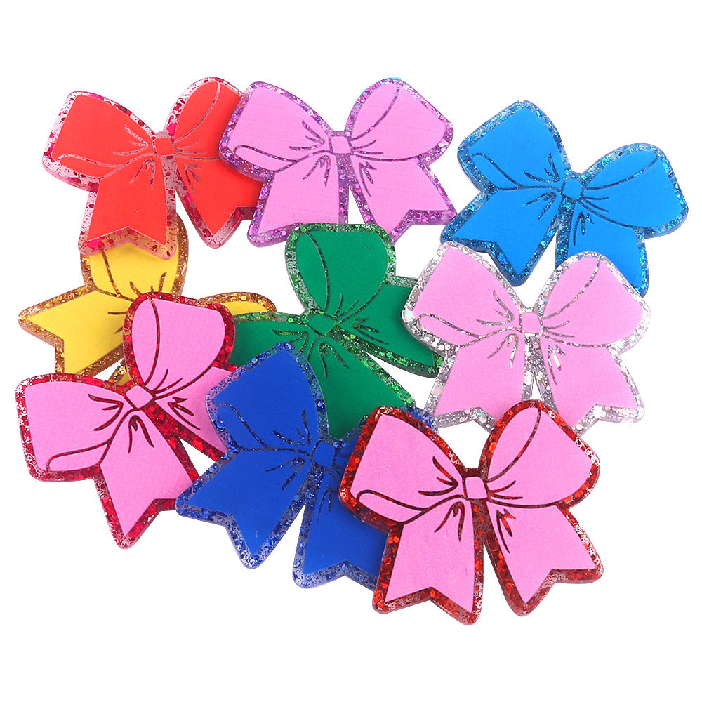 Wholesale 10pcs DIY Acrylic Loose Powder Cartoon Bowknot Brooch Patches