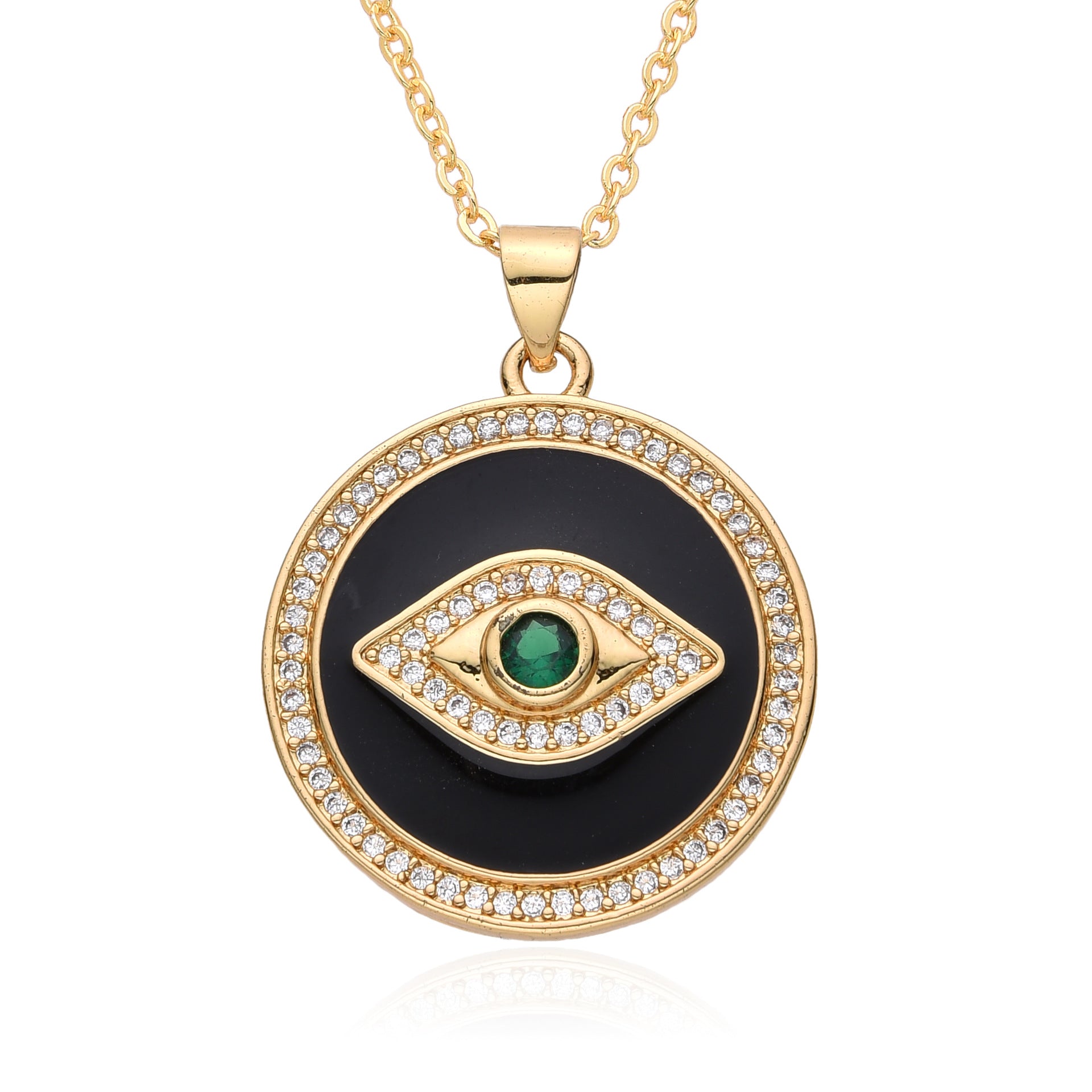 Wholesale color zircon clavicle chain drop oil enamel eye pendant necklace