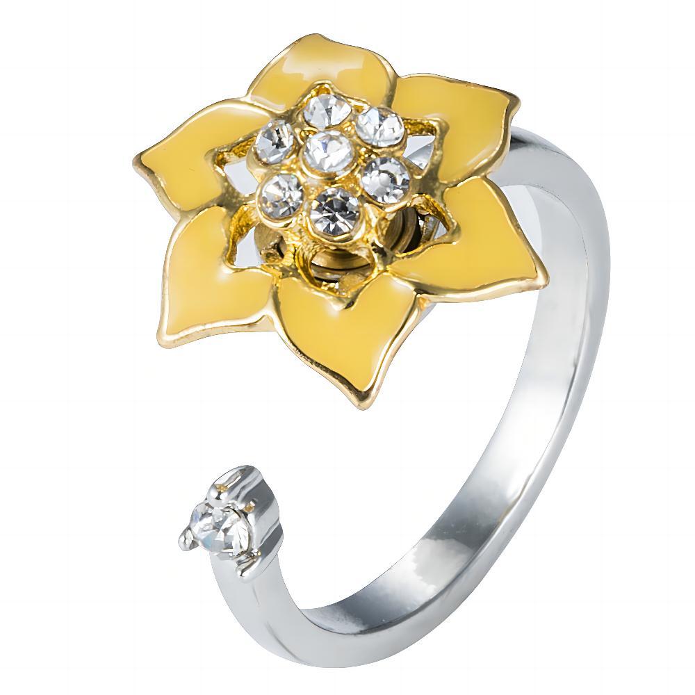 Wholesale  Oil Dropping Rotating Sunflower Flower  Ring
