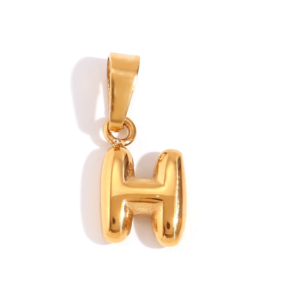 Wholesale Stainless Steel Plated 18K Gold Mini Bubble Lettering Pendant ACC-NE-Mengj001