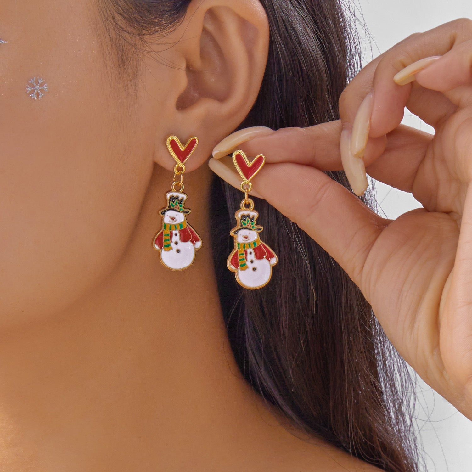 Wholesale Christmas  Gingerbread Man Cartoon Alloy Oil Drop Earrings