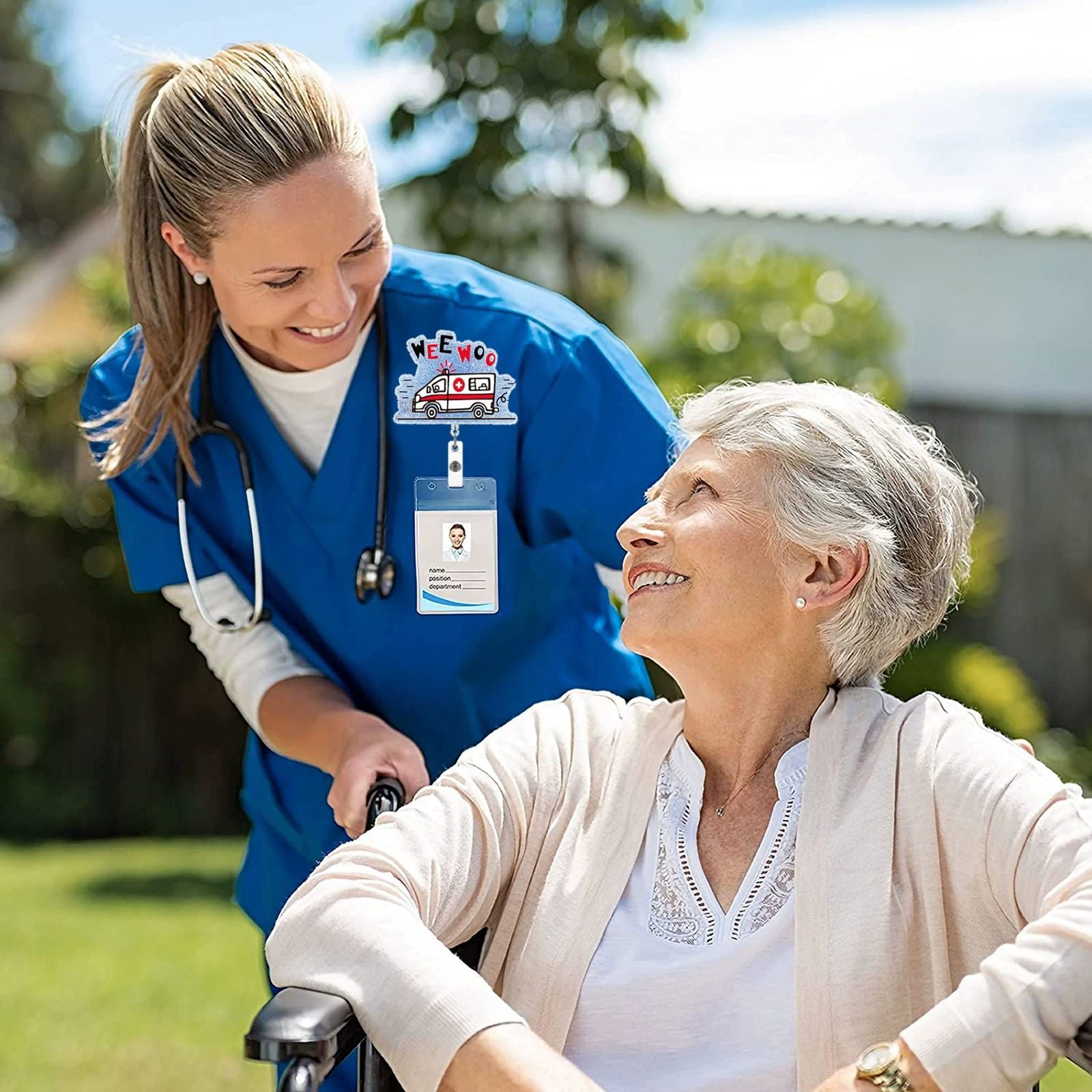 Wholesale Glitter Acrylic Doctor Easy-Pull  Badge Reels