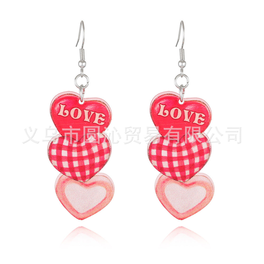 Wholesale Valentine's Day acrylic plate Red Love earrings
