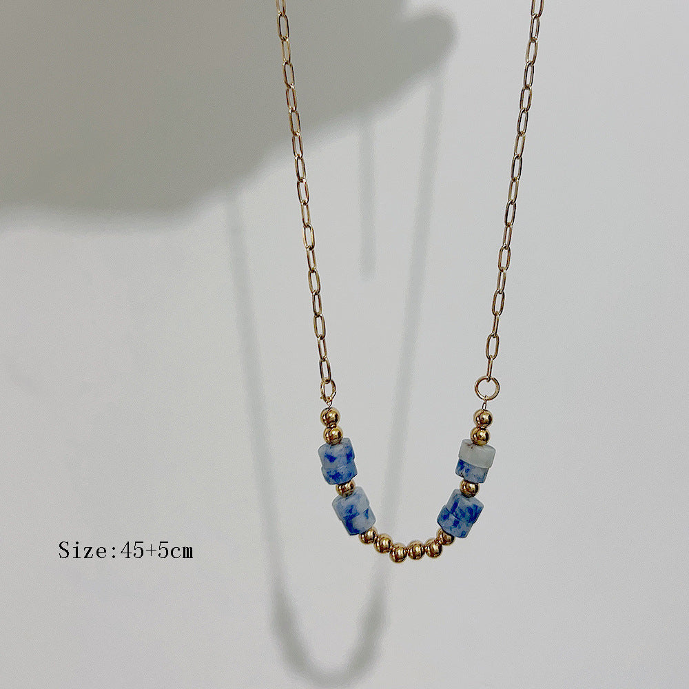 Wholesale Bohemian Bull Head Pendant Stainless Steel Natural Stone Necklaces ACC-NE-Youbi003