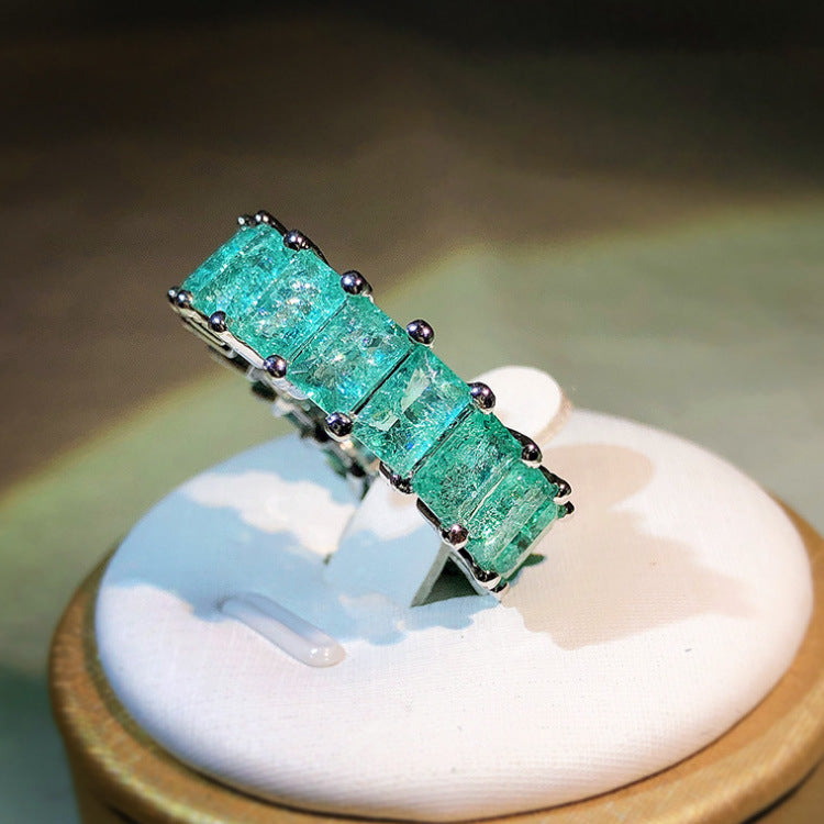 Wholesale  inlaid Paraiba square ring
