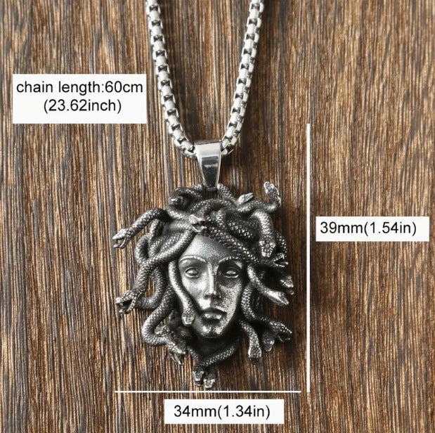 Wholesale Retro Snake Woman Medusa Statue Myth Pendant Necklace
