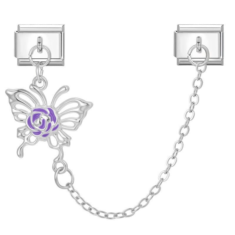 Wholesale Italian Charm Bracelet 9mm DIY Splicing Double Charm Chain Stainless Steel Composable Bracelet