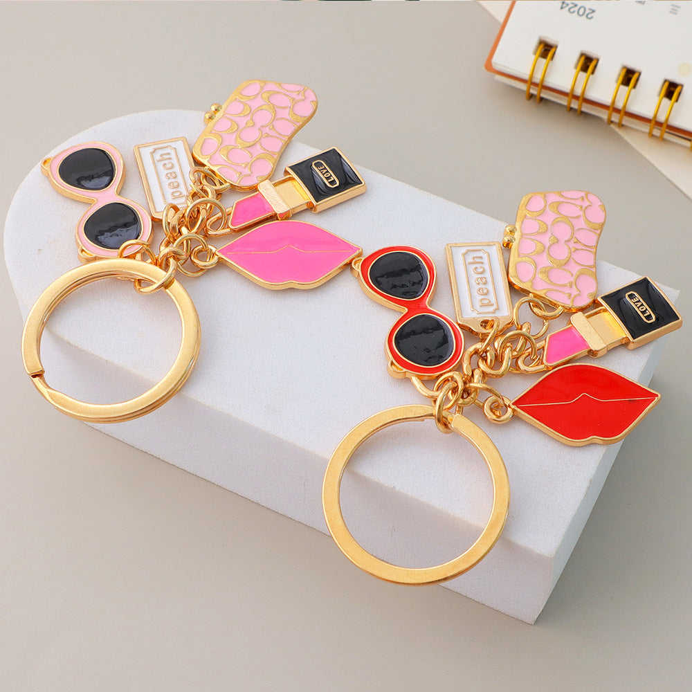 Wholesale Vintage Lipstick Keychain Enamel Pendant Bag Charm Fashion Accessory Gift