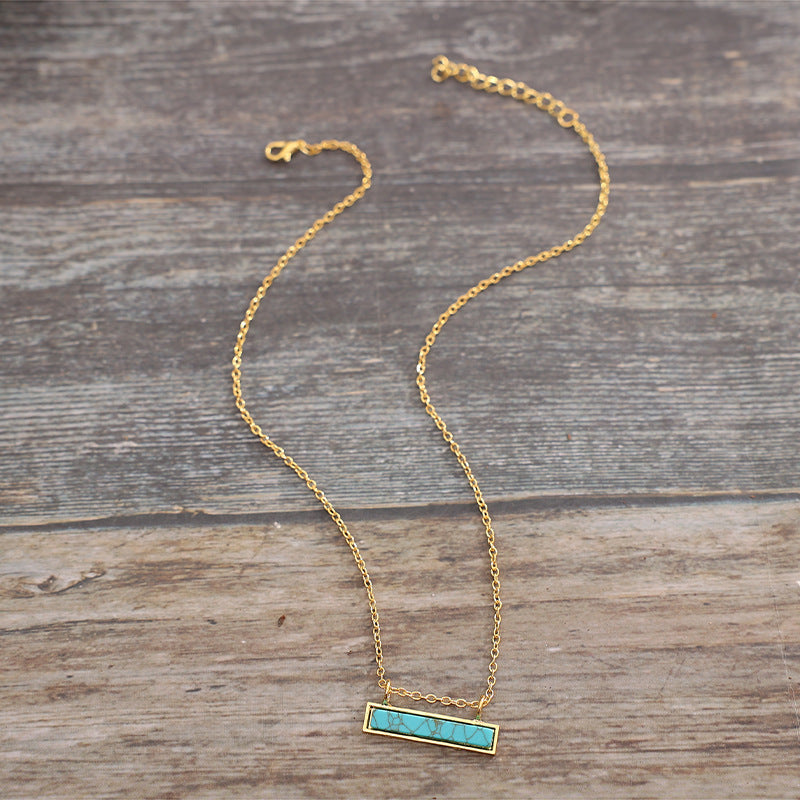 Wholesale  turquoise clavicle chain pendant  square necklace
