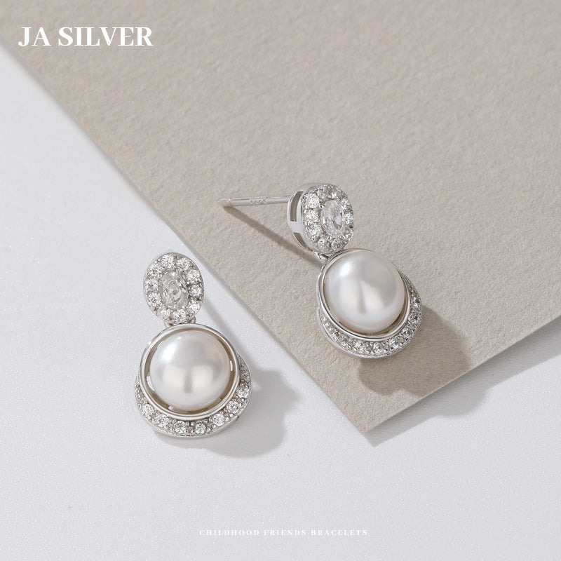 Wholesale Freshwater Pearl Earrings 925 Sterling Silver Niche Design Short Earrings