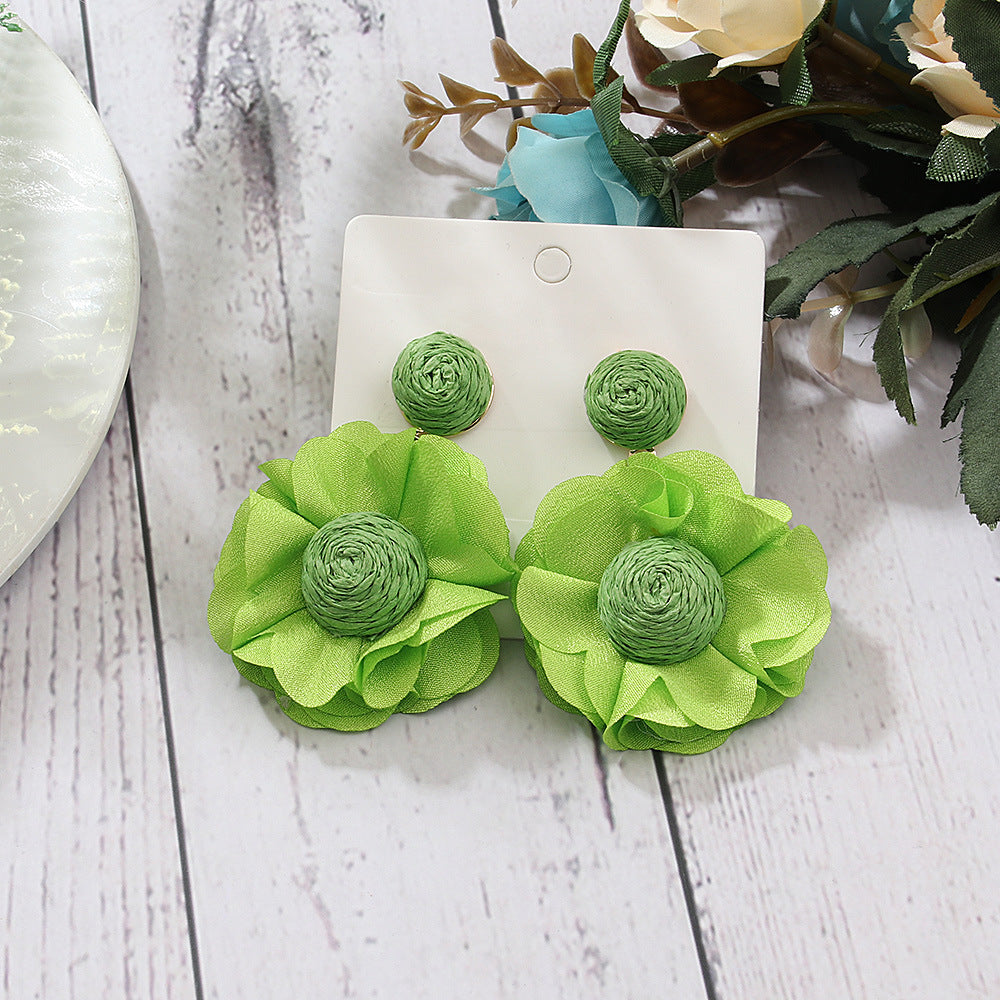 Wholesale Bohemian Raffia Flower Earrings Vintage Earrings ACC-ES-Yiniao001