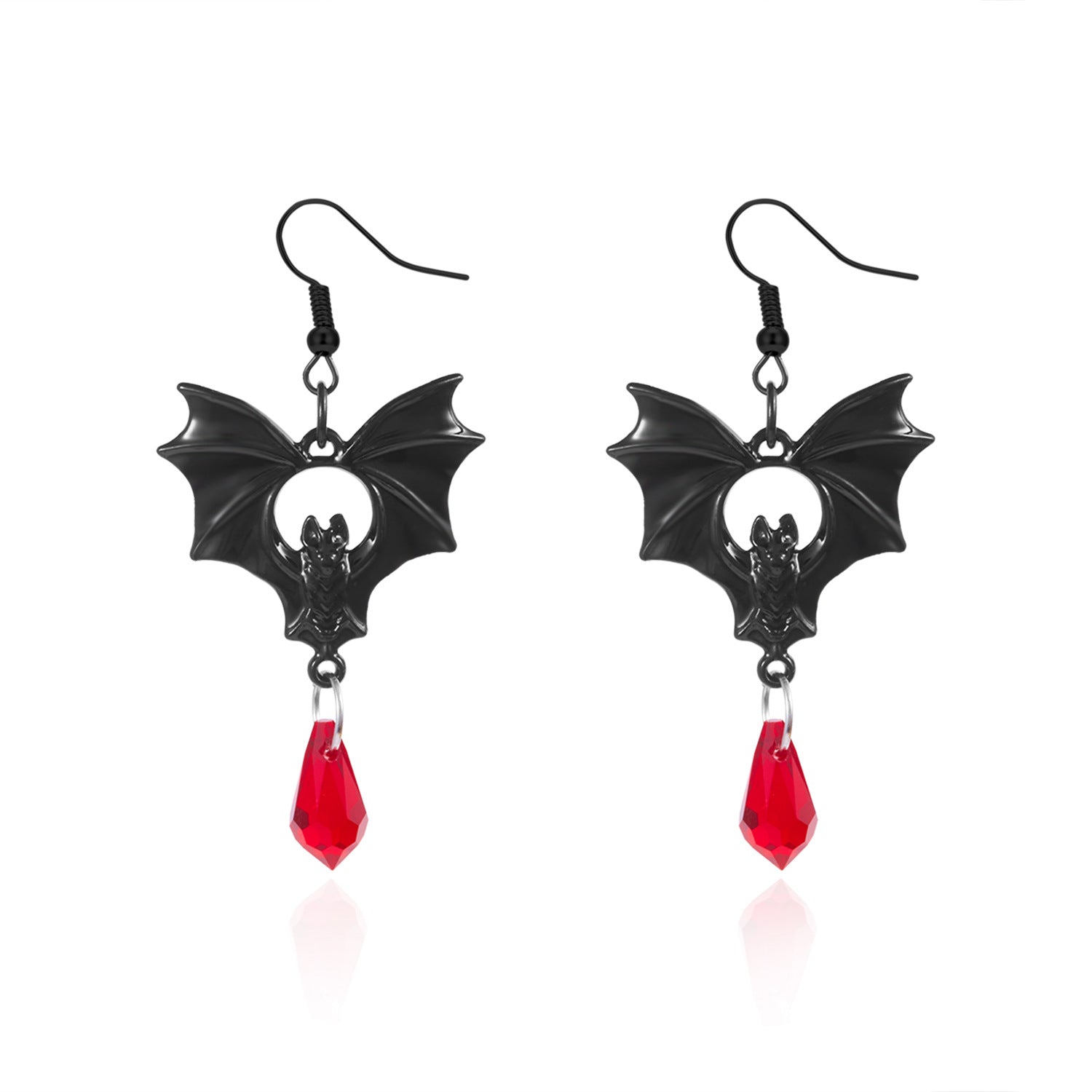 Wholesale Dark Gothic Bat Crystal Pendant Earrings Party Wear Fashion Accessory