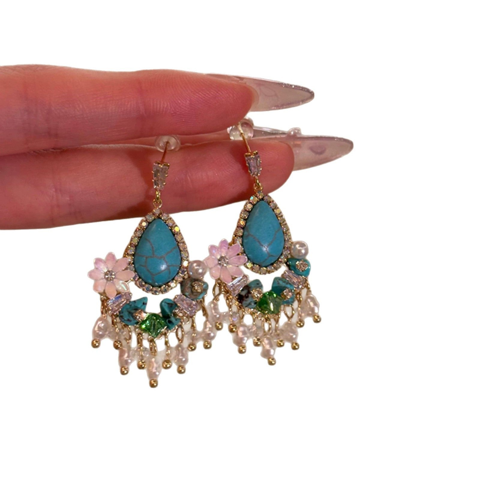 Wholesale  retro flower tassel earrings