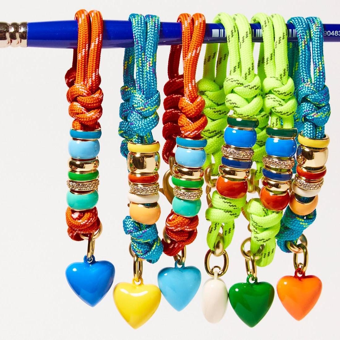 Wholesale Titanium Steel Summer Color Climbing Rope Heart Bracelet