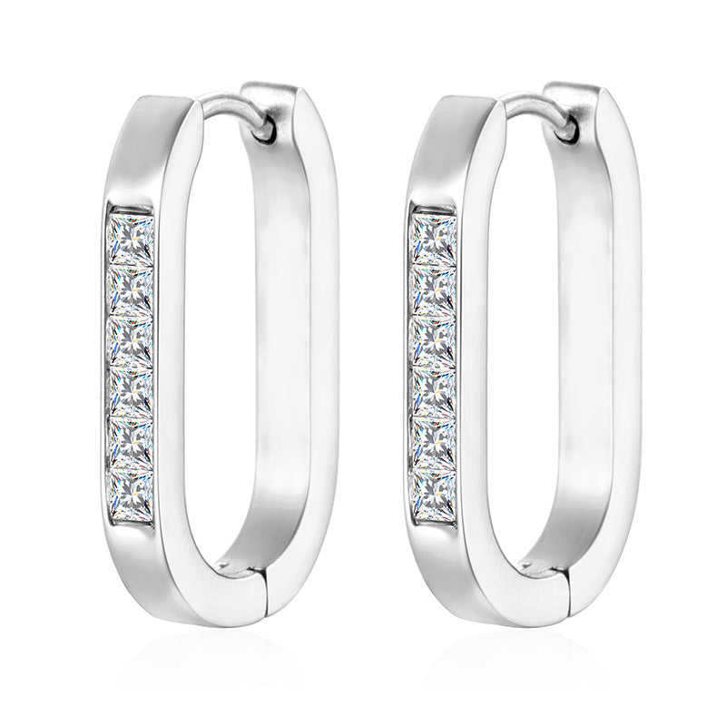 Wholesale Titanium Steel Square diamond earrings