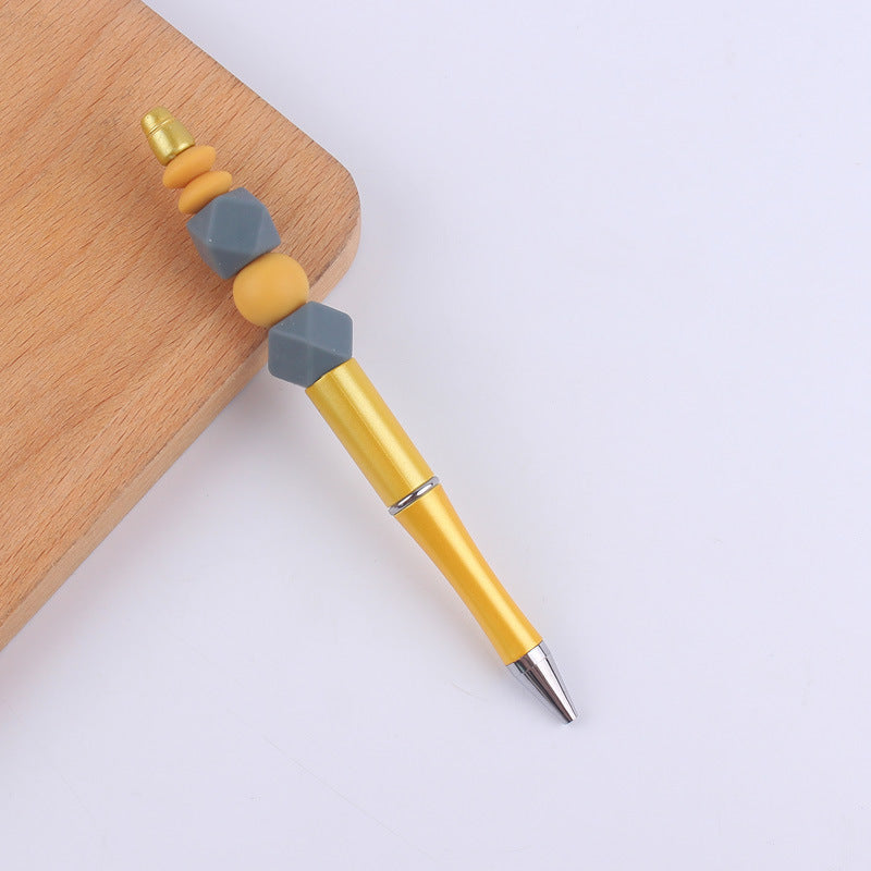 Wholesale  beaded pen creative DIY silicone beads contrast color beaded pen