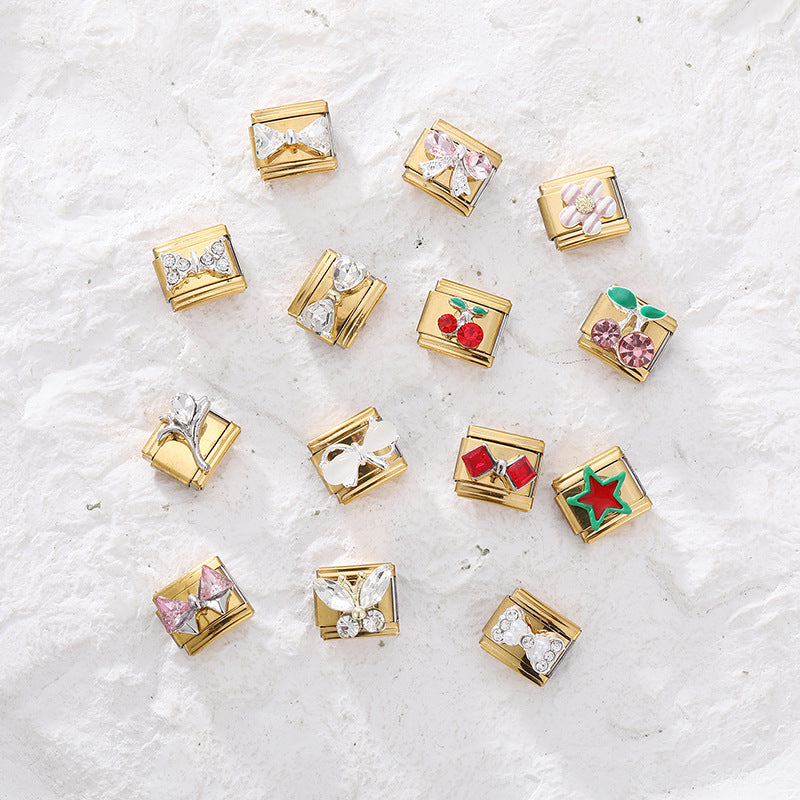 Wholesale Italian Charm Bracelet 9mm DIY Gold Base Colorful  Stainless Steel Composable Bracelet