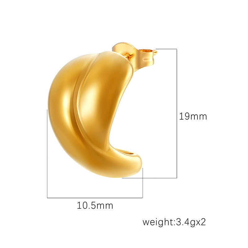 Wholesale Stainless steel earrings semicircular hollow earrings