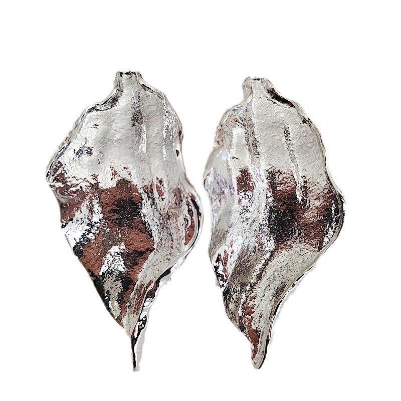 Wholesale exaggerated metal irregular leaf geometric earrings