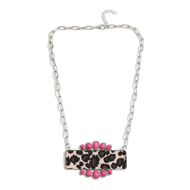 Wholesale Retro Bohemian Necklace with Leopard Print Inlay