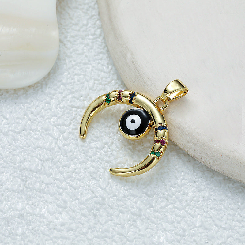 Wholesale Gold Plated Copper Eye Pendant Necklace with Zircon - Trendy Jewelry Accessory for Women