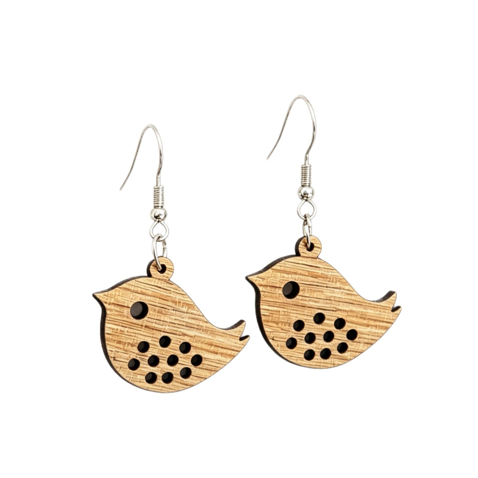 Wholesale Vintage Wooden Earrings Hollow-Carved Bird Design Jewelry Accessory for Gift