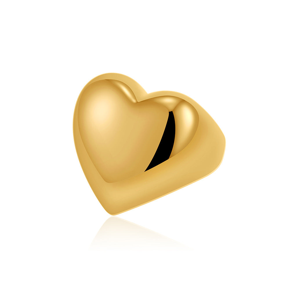 Wholesale  18K gold love ring smooth finger ring shaped zircon necklace