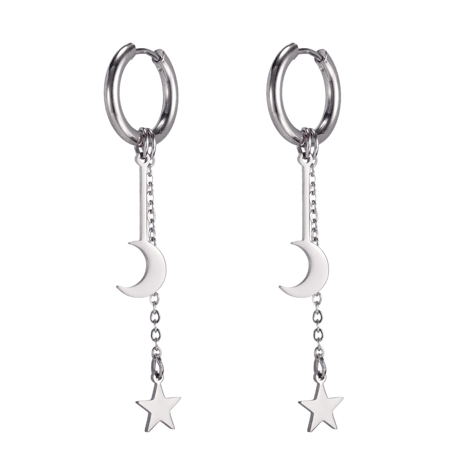 Wholesale Star Moon Pendant Stainless Steel Earrings ACC-ES-QiJu007