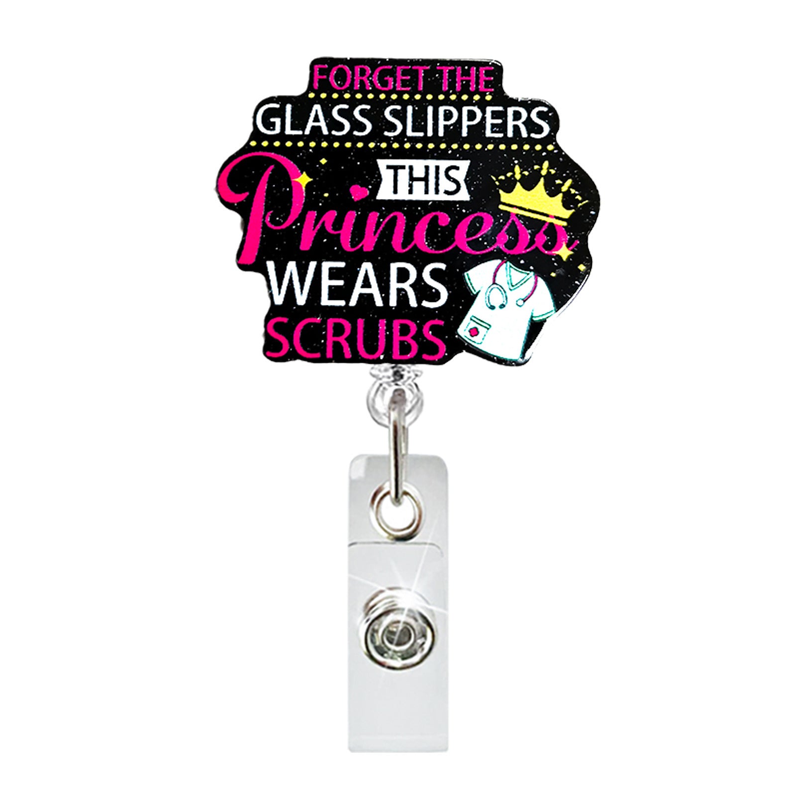 Wholesale Glitter Skeleton Finger Acrylic Badge Scroll Retractable Keychain Badge Reels ACC-KC-ChiHai013