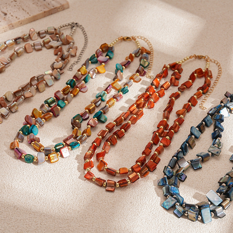 Wholesale Irregular Shell Bead Clavicle Necklace,  Resort Style Geometric Handmade Jewelry Accessory for Women