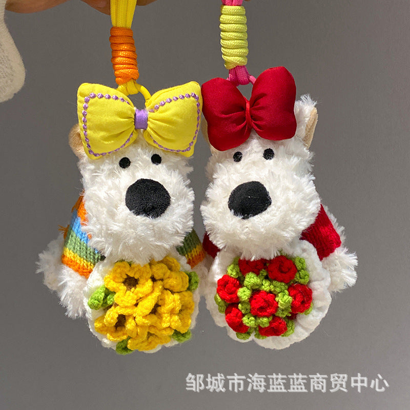 Wholesale Cute Flower  Puppy Plush Keychain