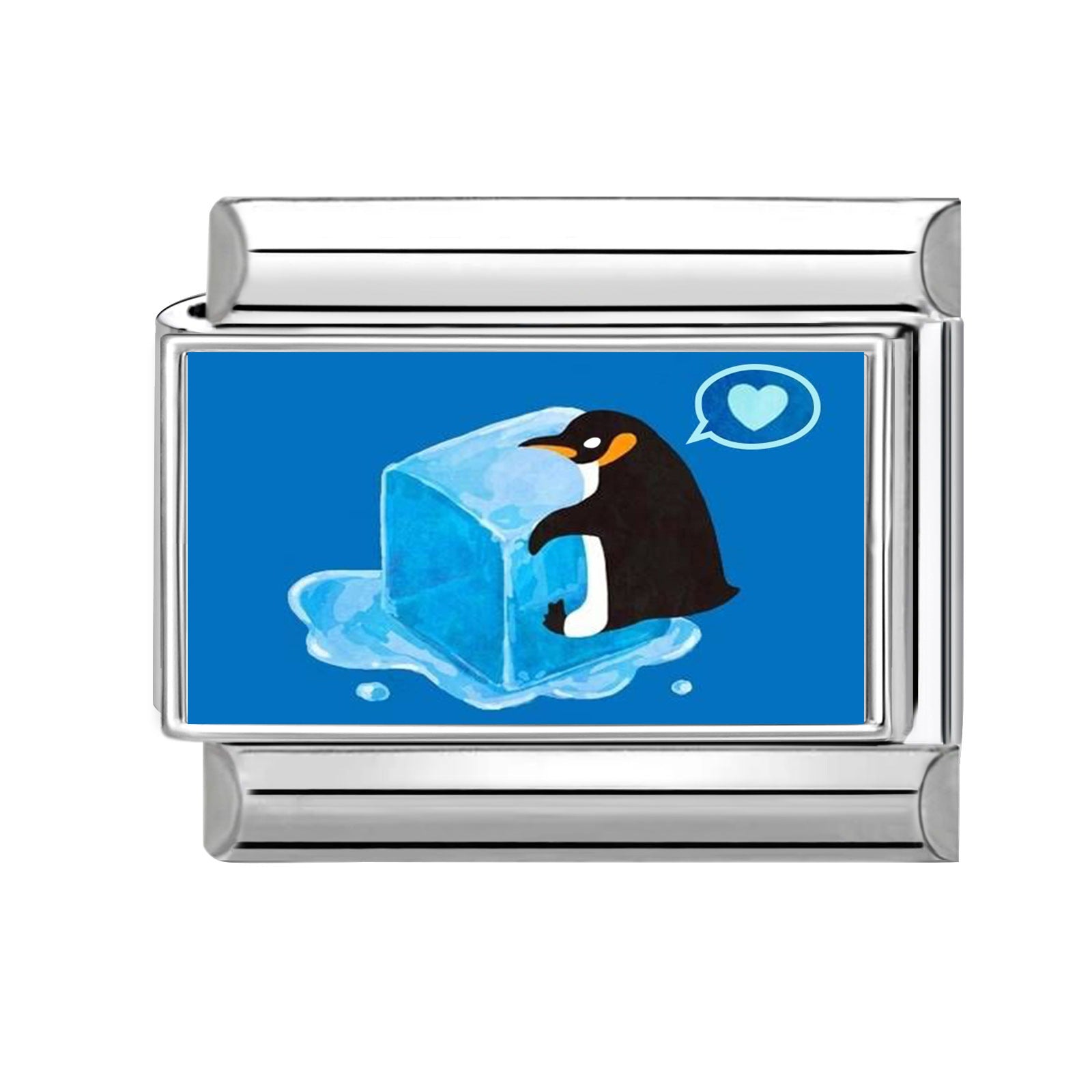 Wholesale Hearts and Love Italian Charms Blue series DIY square Single Section Creative Stainless Steel Composable Bracelet